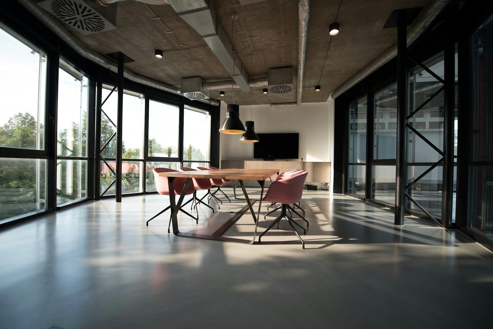 Modern clean office meeting area